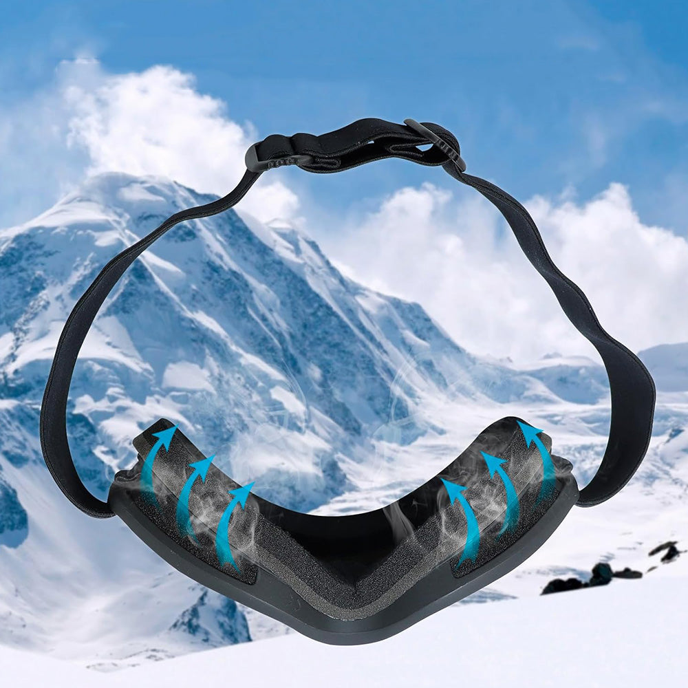 OTG Anti Fog Ski Goggles  UV400 Protection Anti Fog Lens Black Frame and Silver Mirrored Lens