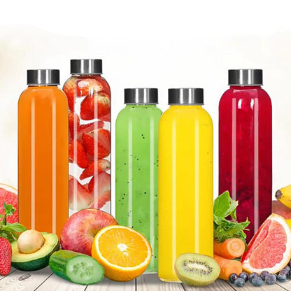 6Pcs Set 500ml Glass Water Bottles Sports Drink Bottle for Juice Milk Beverage Storage