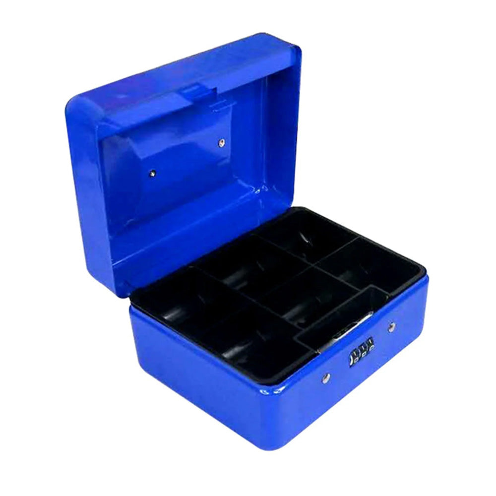 Lockable Cash Box Deposit Petty Cash Money Box with Code Lock Security Safe-Blue