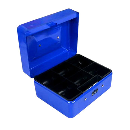 Lockable Cash Box Deposit Petty Cash Money Box with Code Lock Security Safe-Blue