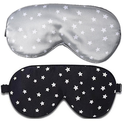 2pcs Silk Travel Sleeping Mask Pure Mulberry with Adjustable Strap Silk Eyepatch Mask -Grey and Black