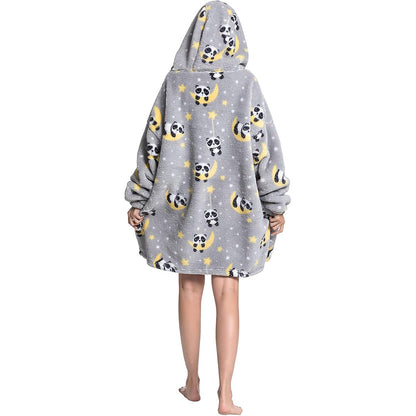 Hooded Blanket Hoodie Ultra Plush Comfy Sweatshirt Fleece-Panda