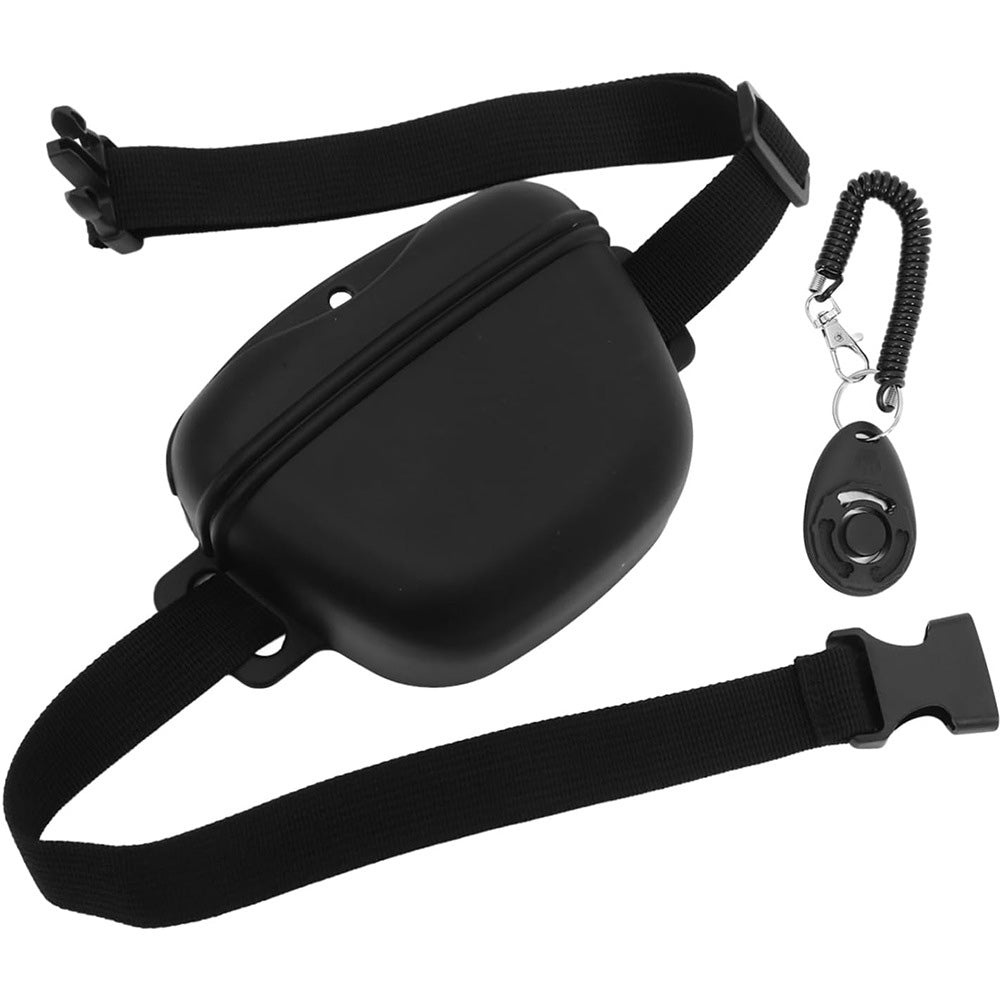 Dog Treat Pouch With Training Clicker Pet Silicone Training Treat Bag Pouch-Black