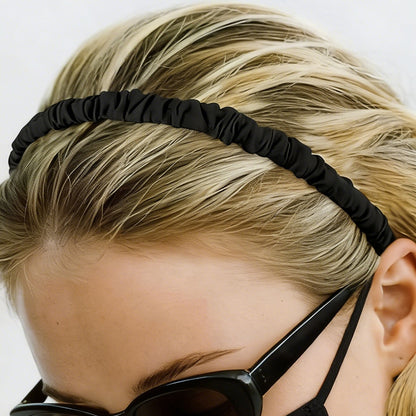 7 Piece Retro Pearl and Ribbon Hair Headband Set for Women-Black