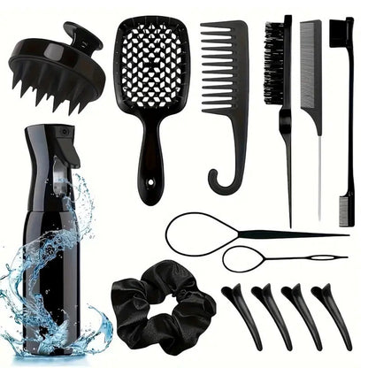 28Pcs Hair Styling Combs Set for Curling Combing Straightening-Black