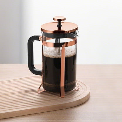 French Press Coffee Maker Borosilicate Glass Stainless Steel Brewer Cold Brew Cafetera-Gold