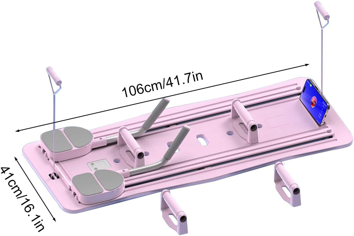 Pilates Machine Foldable 5-in-1 Portable Pilates Board with Elbow Support Home Gym Equipment for Weight Loss Training -Pink