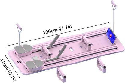 Pilates Machine Foldable 5-in-1 Portable Pilates Board with Elbow Support Home Gym Equipment for Weight Loss Training -Pink