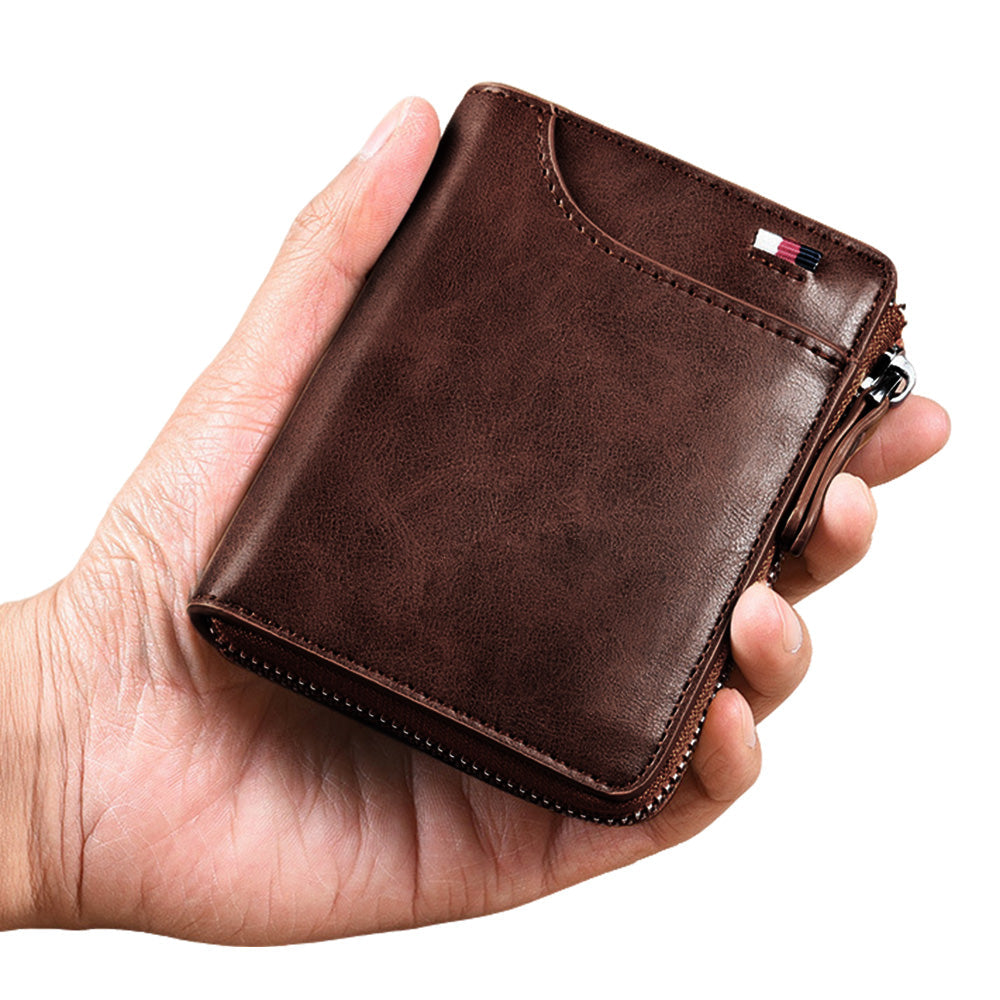 RFID Shielding PU Wallet Anti-theft Cash Credit Card Holder ID Purse Brown
