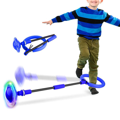 Foldable Skip Ball for Kids Colorful Flashing Wheel Skip Ball Game Fitness Toys Blue