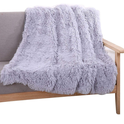 Shaggy Faux Fur Throw Blanket Plush Decorative Couch Sofa Blanket Gray