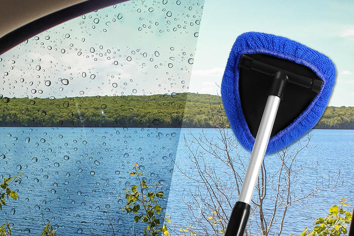 Car Window Cleaner with 4 Washable Microfiber Pads - Blue