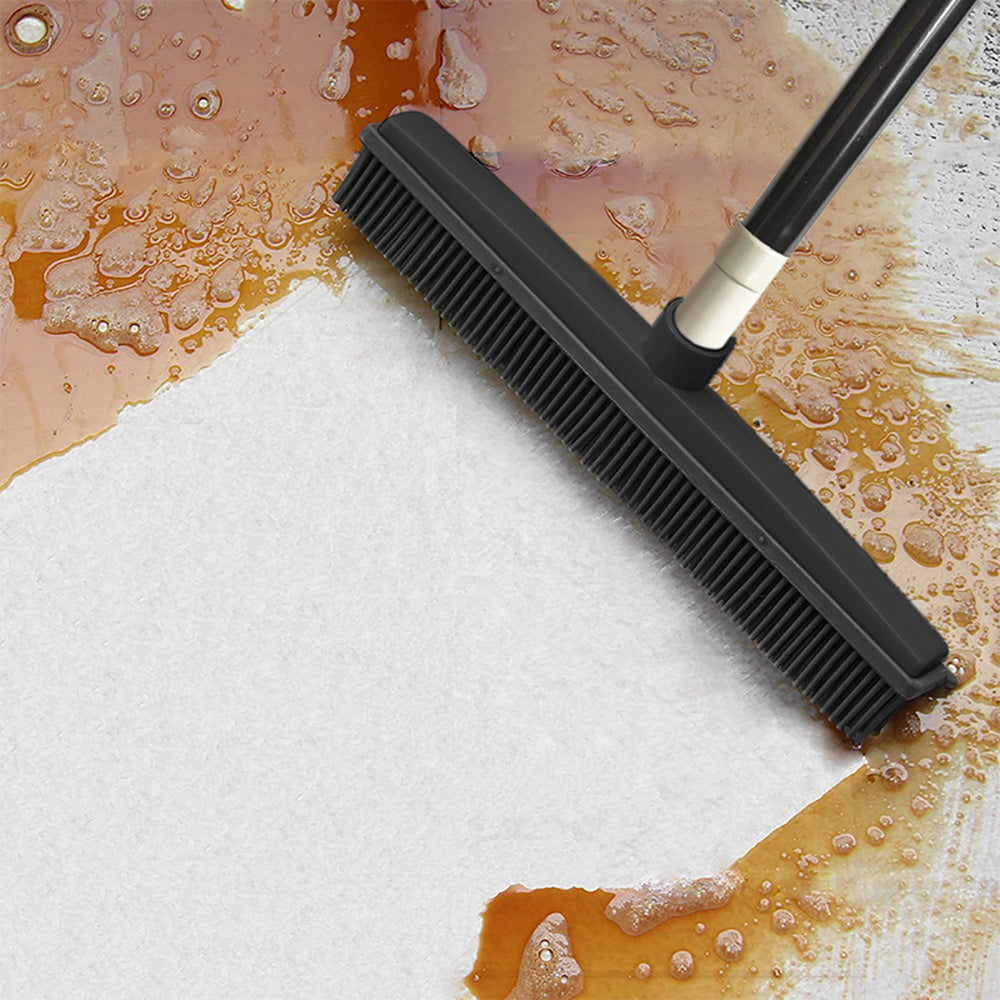 Rubber Broom for Pet Hair Car Windows Cleaning Long Handle Squeegee Black