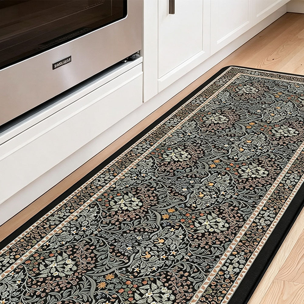 2 Piece Diatomite Kitchen Floor Mat Set - Black