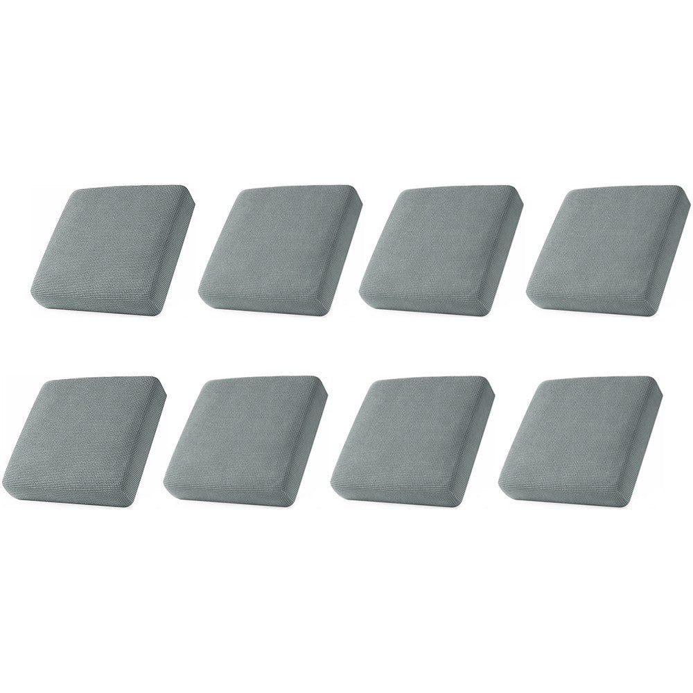 8Pcs Stretch Sofa Seat Cushion Cover Light Gray