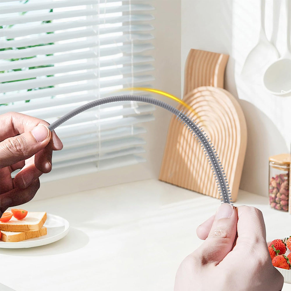 2Pcs Silicone Straw Cleaner Brushes Reusable Straw Cleaner with Bendable Steel Core Gray