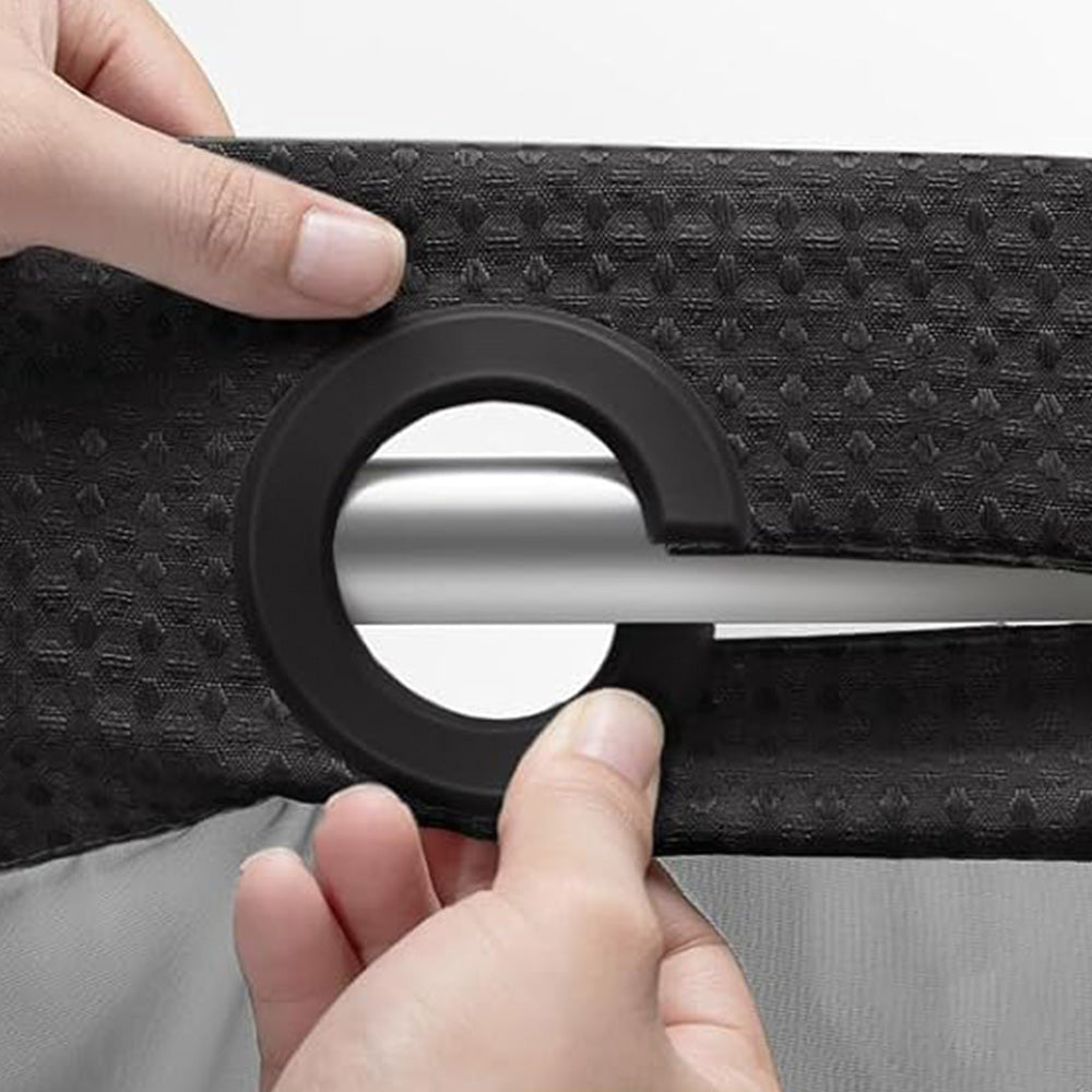 No Hook Shower Curtain with Snap in Fabric Liner Set Waffle Textured Shower Curtain for Bathroom Black