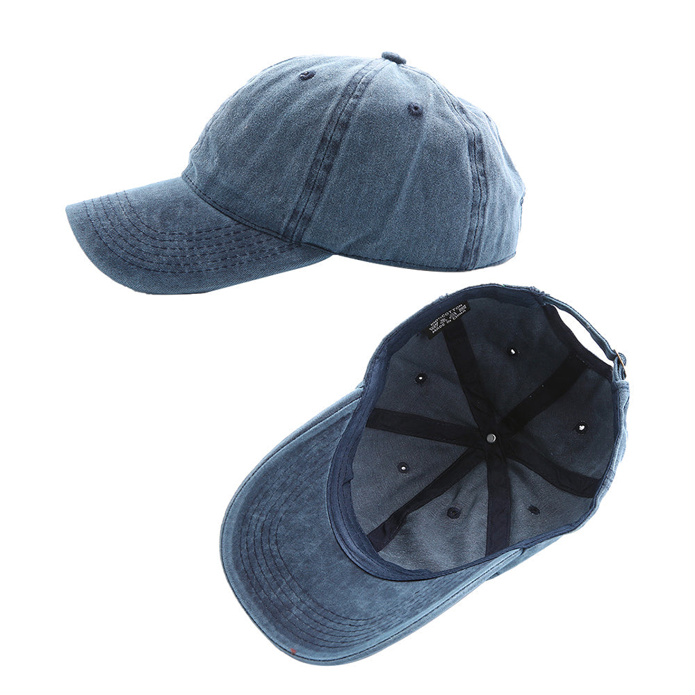 Casual Baseball Cap Adjustable Classic Sport Cap Solid Golf Dad Hat Blue