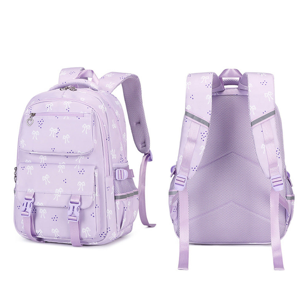 3 Piece Girls School Backpack Set with Lunch Bag Pencil Case - Purple