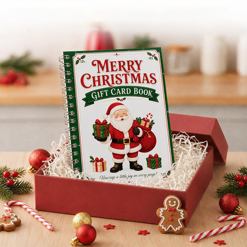 Christmas Gift Card Book Coil Bound Card Holder Book - Santa
