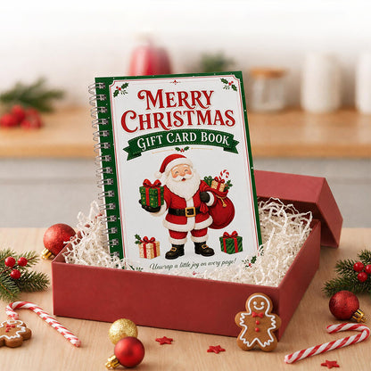 Christmas Gift Card Book Coil Bound Card Holder Book - Santa