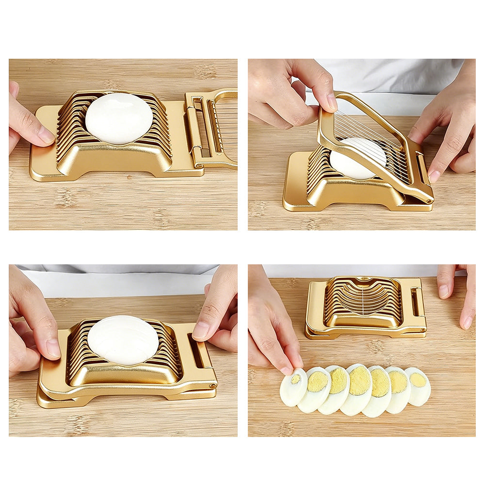 Aluminum Alloy Egg Slicer for Hard Boiled Eggs Strawberry Slicer for Sandwiches-Gold