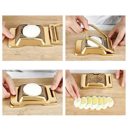 Aluminum Alloy Egg Slicer for Hard Boiled Eggs Strawberry Slicer for Sandwiches-Gold