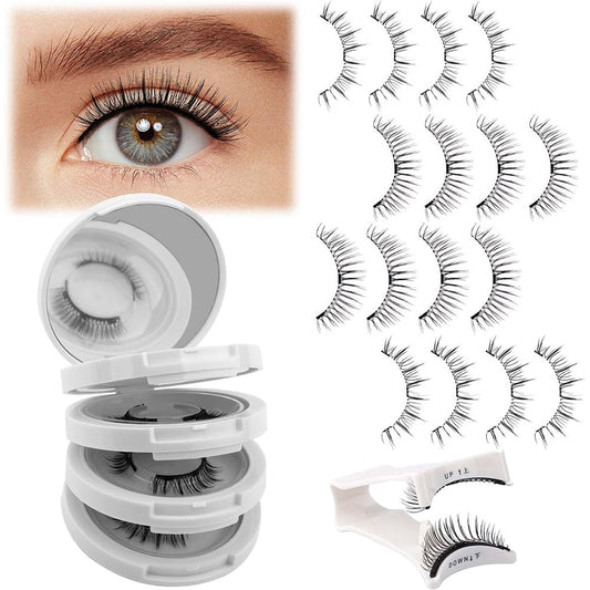 4 Pairs of Reusable False Eyelashes with Tweezers Easy to Wear Eyelashes Kit Style 3