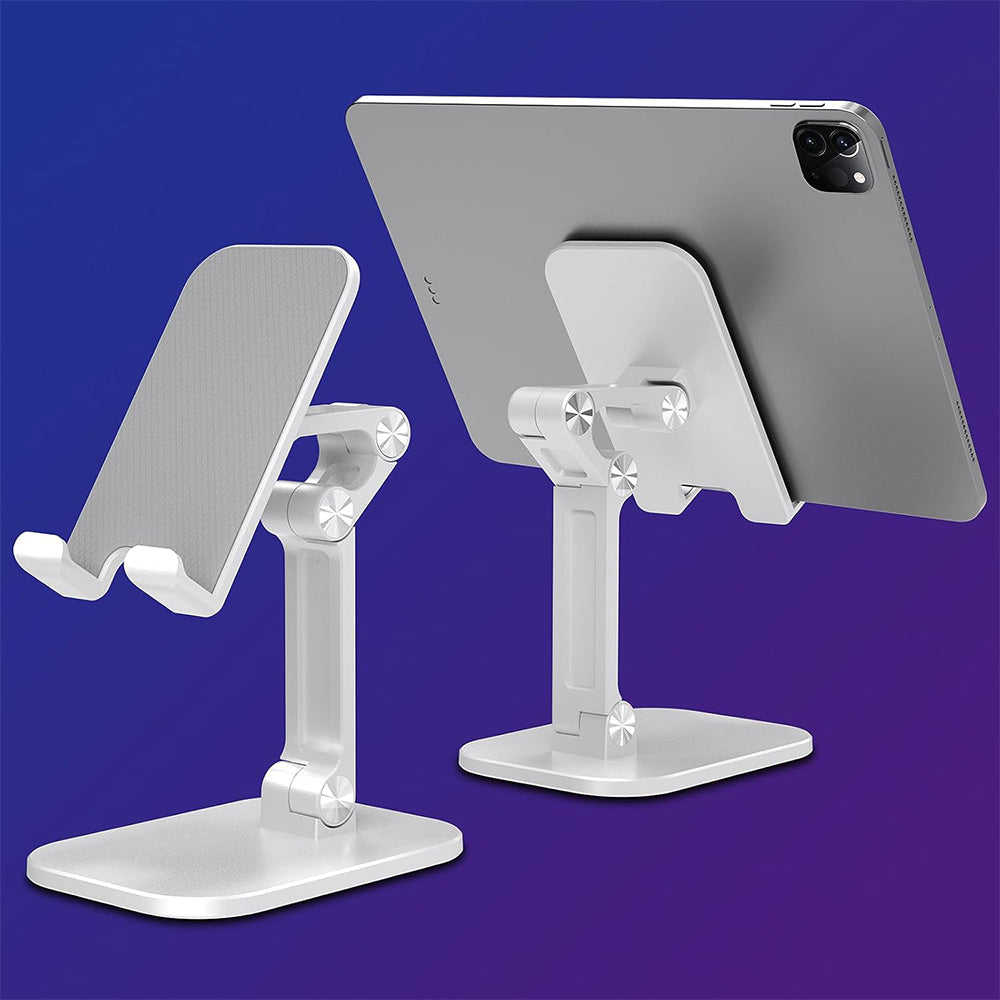 2 PCS Adjustable Phone Stand Holder Foldable Tablet Desktop Stand Portable Wide Compatibility White