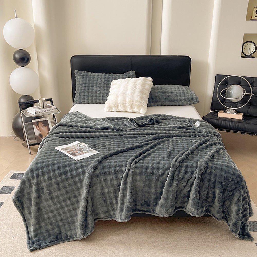 Bubble Fleece Blanket -Grey