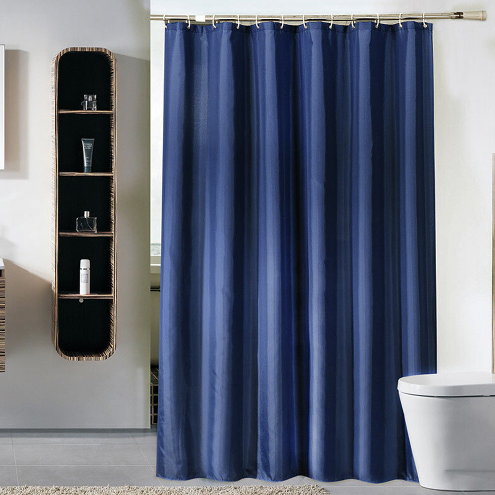 Waterproof Shower Curtain with 12 Hooks -Dark Blue
