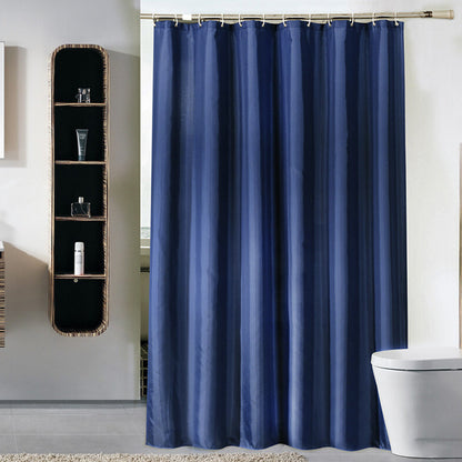 Waterproof Shower Curtain with 12 Hooks -Dark Blue