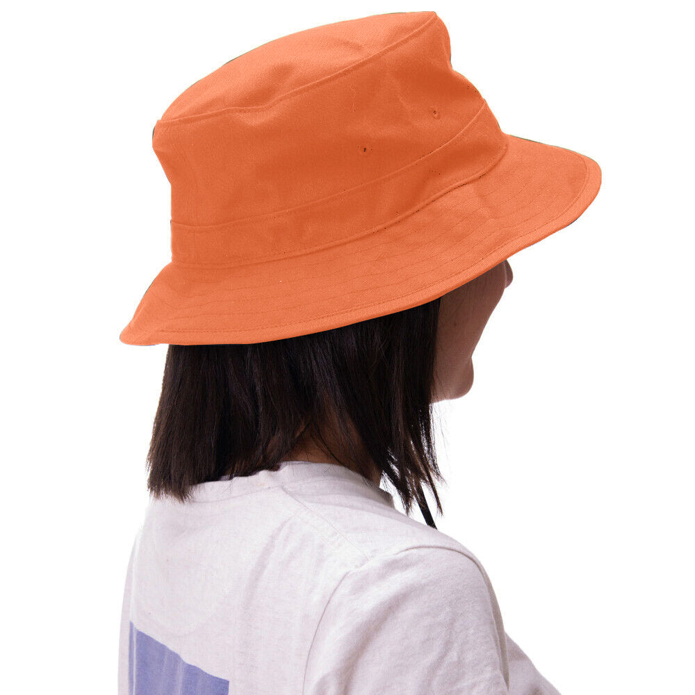 2Pcs Unisex Bucket Hat Cotton Outdoor Sun Cap Black and Orange