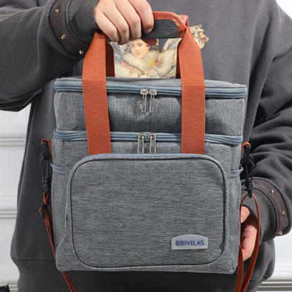 Portable Lunch Bag Thermal Insulated Food Container Cooler Bag for Outdoor  Camping Work School Grey