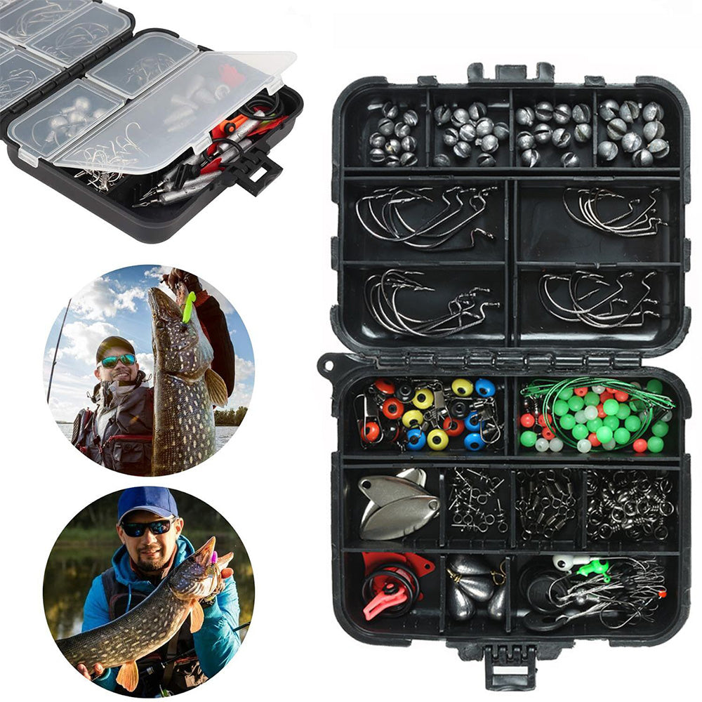 188Pcs Set Fishing Accessories Portable Fishing Tackle Kit for River Lake Reservoir Pond Fishing