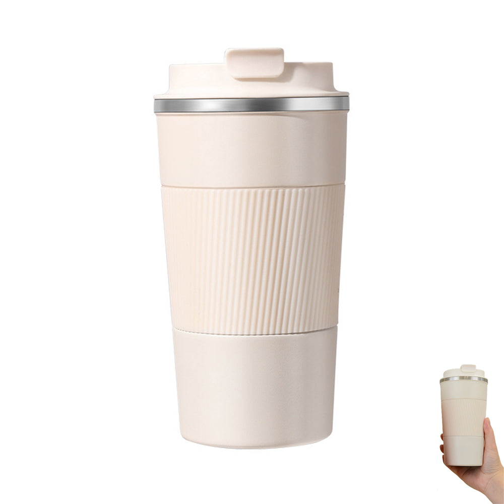 Stainless Steel Vacuum Insulated Coffee Mug Thermal Cup With Splash Proof Sliding Lid-White