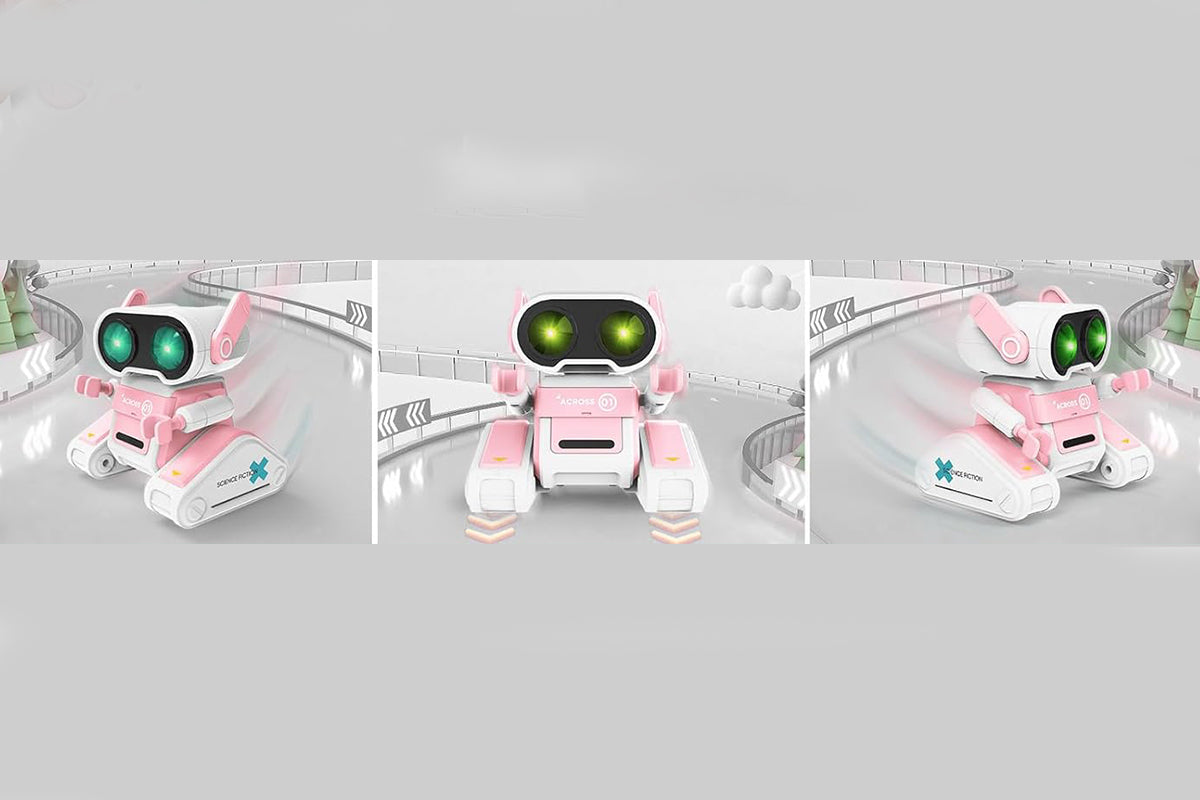 Remote Control Robot Toys RC Robots with LED Eyes Flexible Head Arms Music Dance Moves Christmas Gift Birthday-Pink