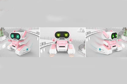 Remote Control Robot Toys RC Robots with LED Eyes Flexible Head Arms Music Dance Moves Christmas Gift Birthday-Pink