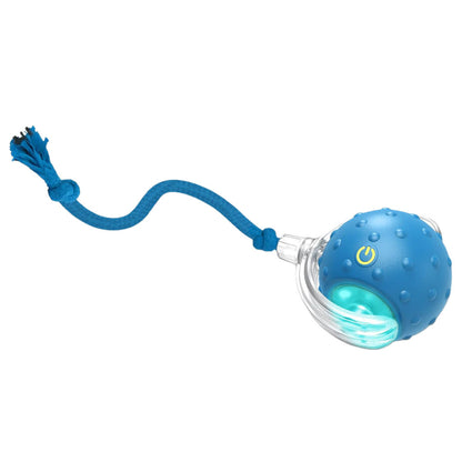 Motion Activate Interactive Cat Toy Rechargeable Smart Rolling Ball with Rope Blue
