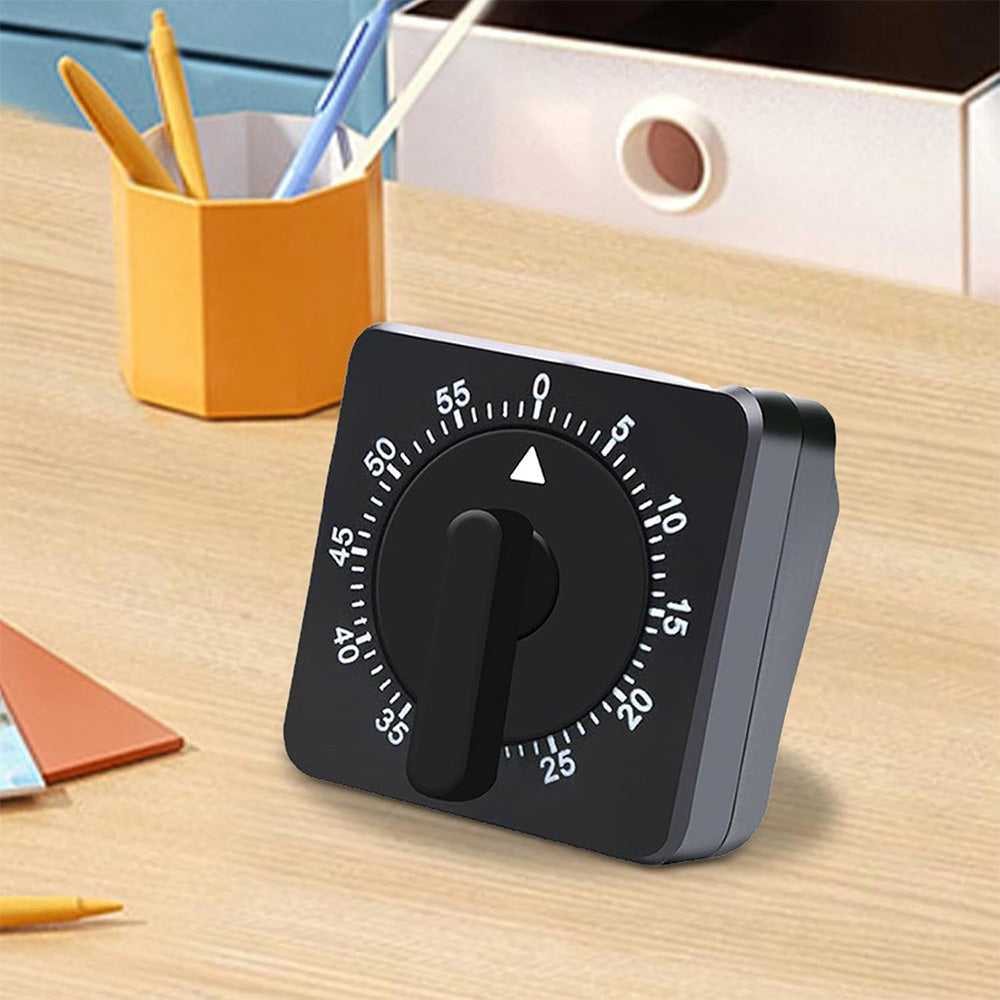 60-Minute Mechanical Kitchen Timer Visual Countdown Timer for Kitchen Cooking Study Black