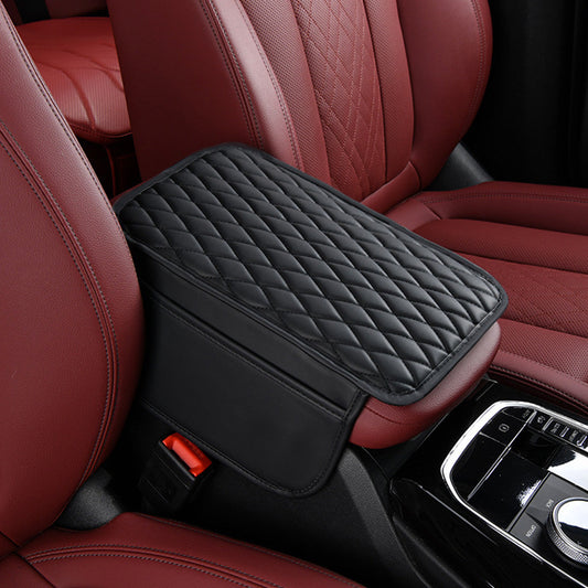PU Leather Car Center Console Cover with 2 Storage Pocket Car Arm Rest Cover Car Interior Accessories Black