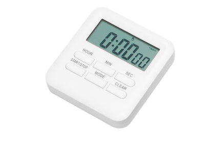 Digital Kitchen Timer LCD Display Cooking Timer with Loud Alarm -White