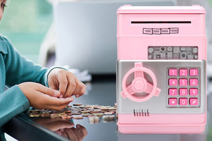 Electronic ATM Piggy Bank with Password Lock Money Coin Saving Box Toys for Little Ones Gifts -Light Pink