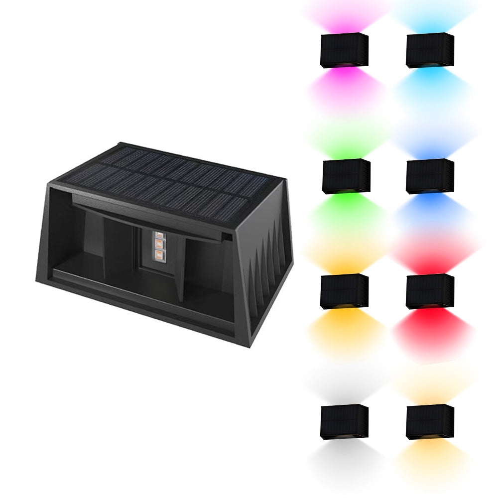 Solar Wall Light Adjustable Beam Angle for Garden Patio-RGB Color Light