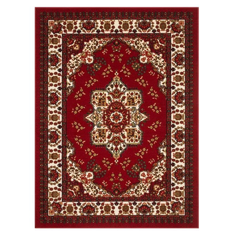 Crystal Velvet Vintage Boho Rug Non-Slip Floor Carpet for Bedroom Dining Room-Red