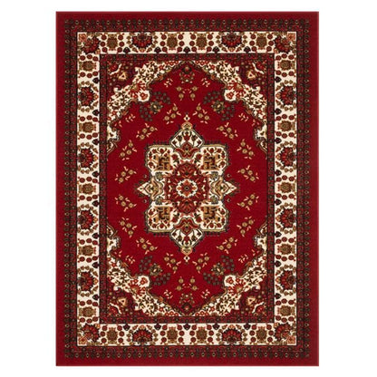 Crystal Velvet Vintage Boho Rug Non-Slip Floor Carpet for Bedroom Dining Room-Red