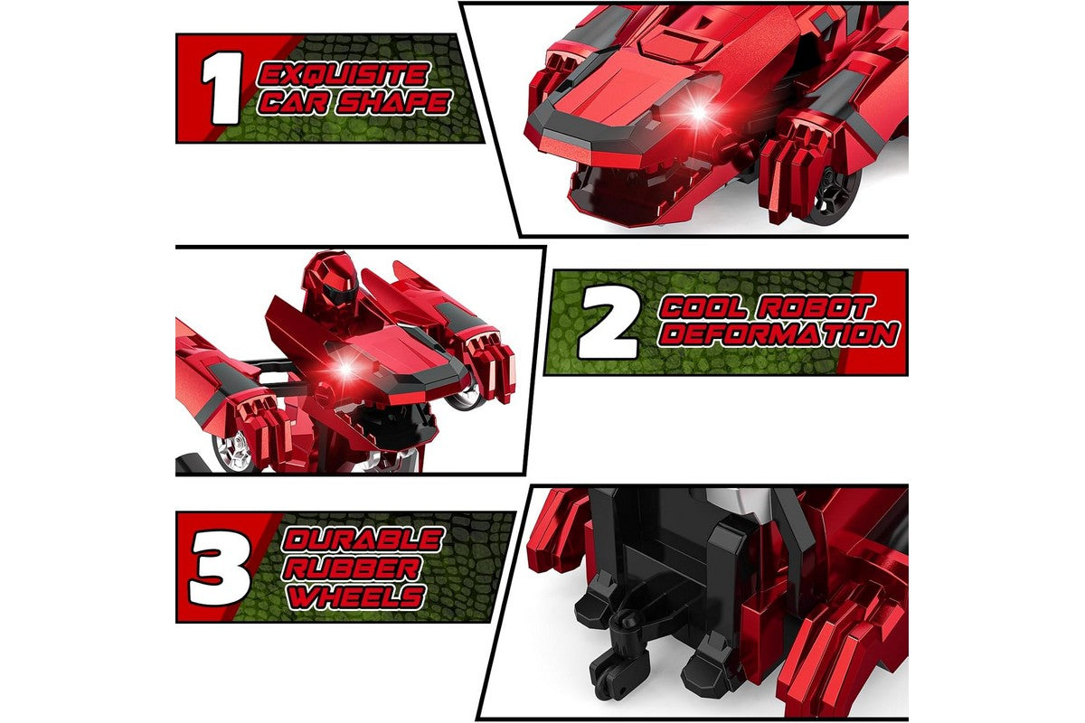 Dinosaur Transform Rc Cars 2.4Ghz Remote Control Car Transforming Robot-Red