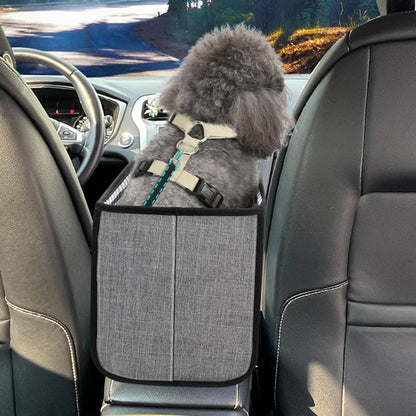 Oxford Fabric Center Console Pet Vehicle Seat Carrier- Grey