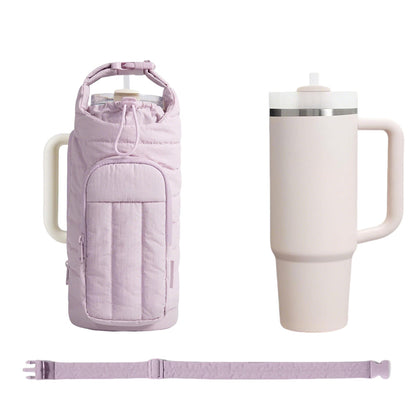 Water Bottle Holder Bag with Strap Crossbody Bag Gym -Purple