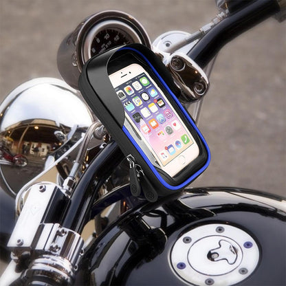 Waterproof Bike Phone Holder Fully Enclosed Touch Sensitive Bike Handlebar Phone Mount-Blue